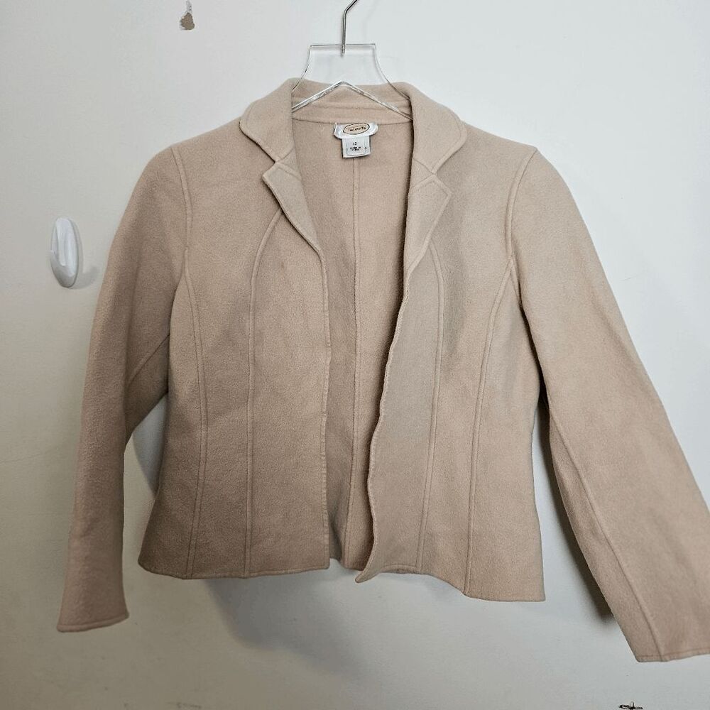 Talbots 100% Wool Long Sleeve Open Blazer Women's Tan Size 10